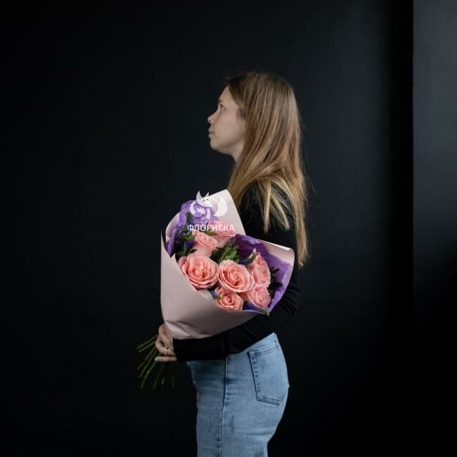 Букет из 7 розовых роз &laquo;Приятный&raquo;