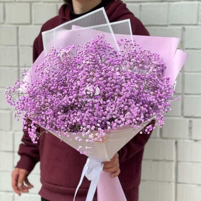 Букет с гипсофилой &laquo;Сиреневый сон&raquo;