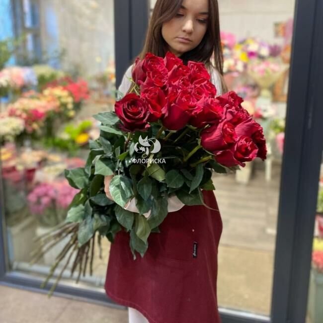 Букет с длинными розами &laquo;Пламенный&raquo;