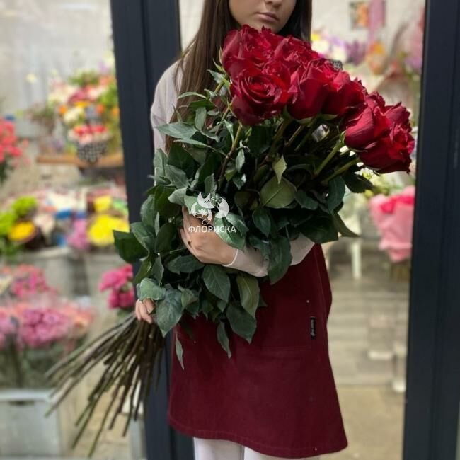 Букет с длинными розами &laquo;Пламенный&raquo;