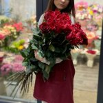 Букет с длинными розами &laquo;Пламенный&raquo;