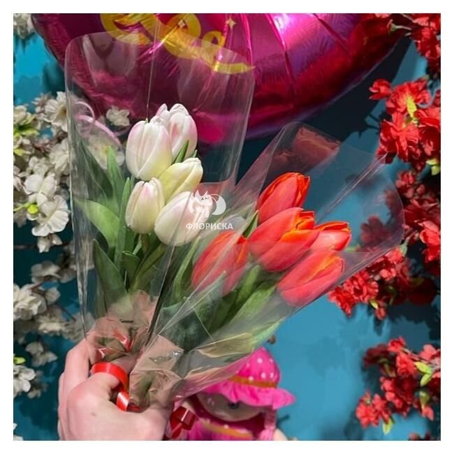 Букет с тюльпанами &laquo;Разноцветие&raquo;