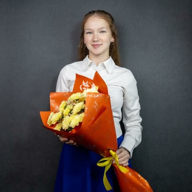 Букет с хризантемами &laquo;Для учителя&raquo;